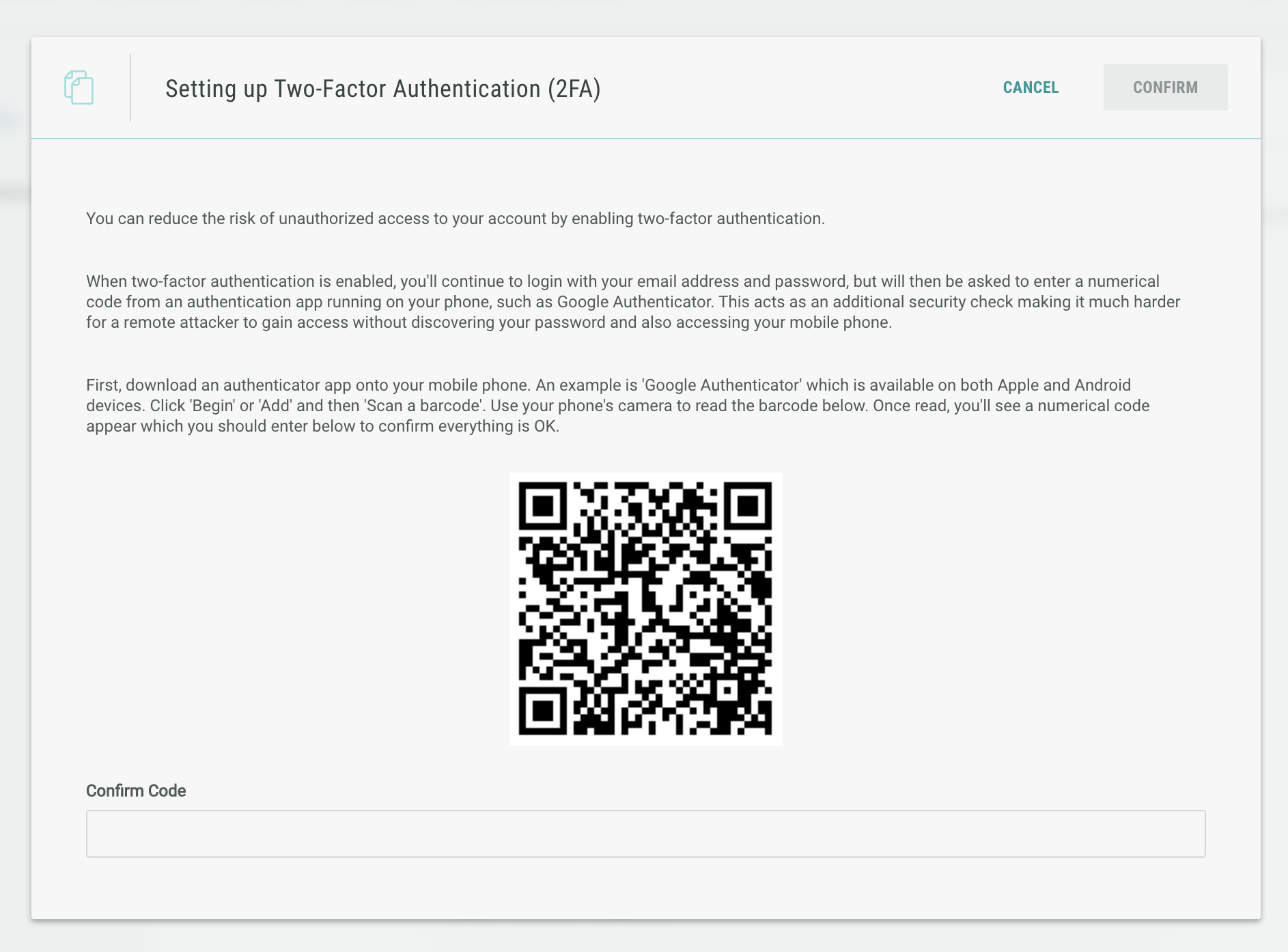 Scan the barcode using your authenticator app.